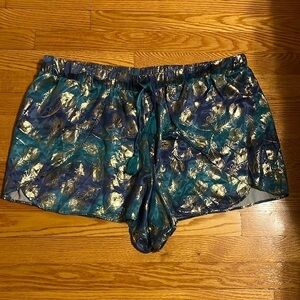 Disney’s Aladdin Gold Feather Print Teal Lightweight Pajama Shorts 2XL